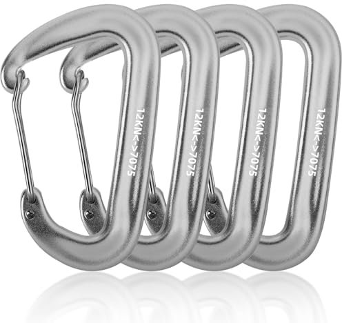 4 Stück Schwerlast Alu Karabiner, Karabiner Groß, Aluminiumkarabiner, Aluminium Schlüsselanhänger, Alu Karabinerhaken für Camping, Wandern, Angeln (Silber)