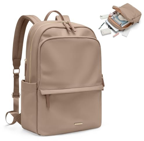 GOLF SUPAGS Femmes Sac à dos Sac de jour Décontracté pour le Travail Voyage Sac à dos Universitaire Porte-monnaie Fits 14 Pouces Notebook(Champagne)