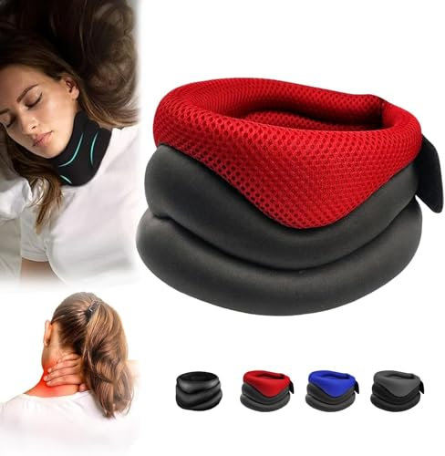 Vitavix -Nackenstütze für Schnarchen, Halsupport - nie wieder schnarchen, verstellbare weiche Schaumhalshalle Halsbandkragen, ergonomisches Kissen zum Schlafen (Red)