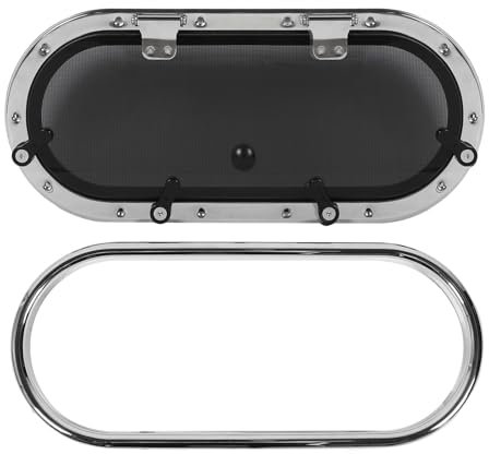 Brilluxa Marine Porthole Window, Boat Hatch Window, Oval Tempered Glass Vent, Compatible with Yacht Ship, 560x250mm Waterproof Portlight, Marine RV Opening Window