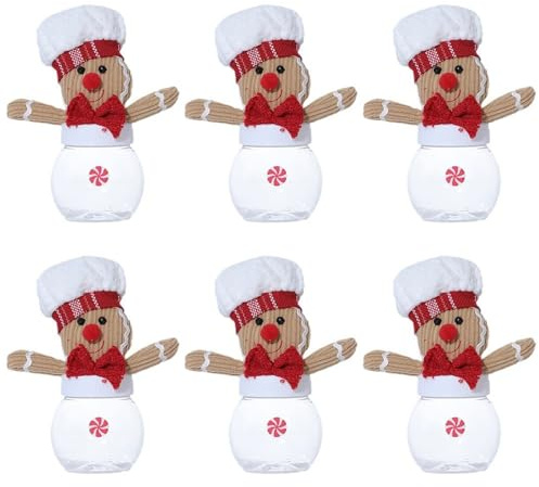 Whltzf Lot de 6 boîtes à bonbons de Noël en forme de bonhomme en pain d'épice pour cadeaux de vacances