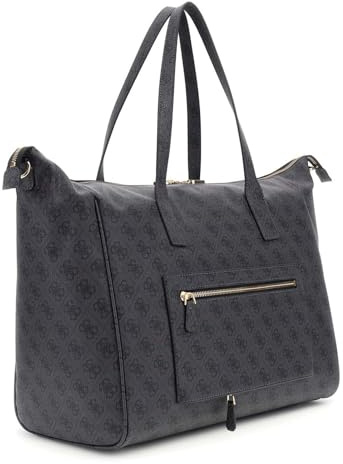GUESS Sac de Voyage pour Ordinateur Portable Latona Carryon Large Tote Coal Logo Gris foncé