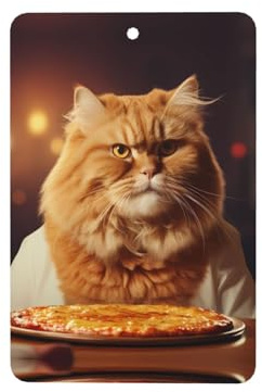 Phayah Lufterfrischer, Motiv: Katze isst, Pizza-Muster, Lavendelduft, rechteckig, zum Aufhängen, 4 Stück, für Autos, Schränke, Schubladen