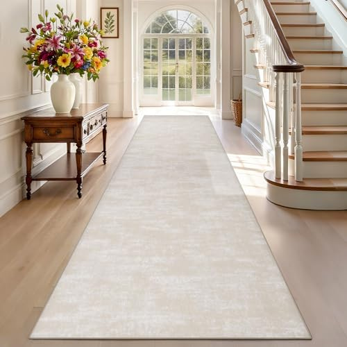 TEHWDAIYOU Teppich Läufer Flur Lang rutschfest Küchenteppich 80 x 400 cm Beige Waschbar Langer Teppich Läufer Flurläufer Korridor Teppichläufer