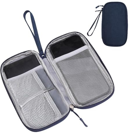 Travel Cable Organiser Bag, Portable Electronics Travel Organizer Tech Pouch, Universal Cord and Travel Gadgets Cable Pouch for Cables Power Bank Earphone USB Drive Hard Disk (Single-Layer Navy Blue)