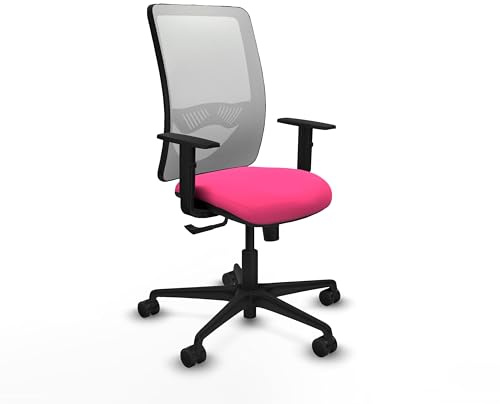 Piqueras y Crespo - Chaise de bureau rose et blanche Zulema avec accoudoirs 1D, soutien lombaire réglable en hauteur, équipée de 3 positions synchronisées et de mousse de coupe, blanc/rose