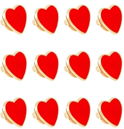 12PCS Anstecker Pin Herz, Teiliges Pins Anstecker Sortiment aus Emaille in Rot, Dekorative Pins Anstecker Set für Damen Herren, stilvolles Accessoire für Kleidung Taschen, Hochzeit Valentinstag Feste