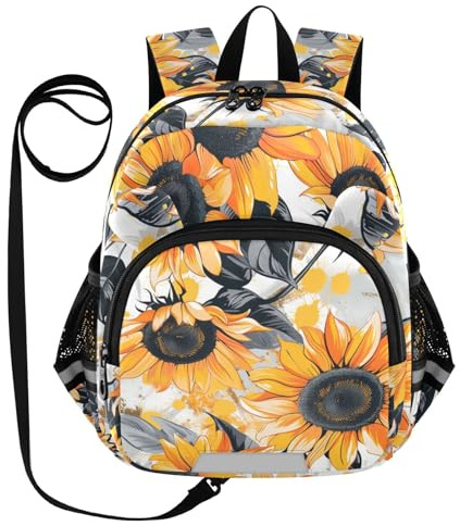 SyXIOP Cute Ears Kleinkind-Rucksack, Leine, Anti-Verlust-Wickeltasche, Rucksack mit reflektierenden Streifen, Anime, Sonnenblume, Asche, Hellorange, Anime Sonnenblume Ash Bright Orange, S, Casual