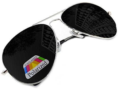 Morefaz Vintage Retro Original Mirrored Mirror Polarized Sunglasses Air Force Unisex Vintage Lens UV400 (Silver Black Polarized) MFAZ Ltd