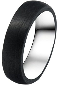 DOOSTI Freundschaftsring/Partnerring Carbon mit Einlage aus Chirurgischem Edelstahl 316L - inkl. Gratis Gravur