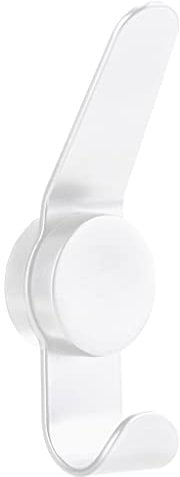 Zone Denmark Puck Hook Double Haken Selbstklebend, Wandhaken ohne Bohren, Klebehaken, Handtuchhaken, Kleiderhaken, 5,8 x 23 cm, Weiß
