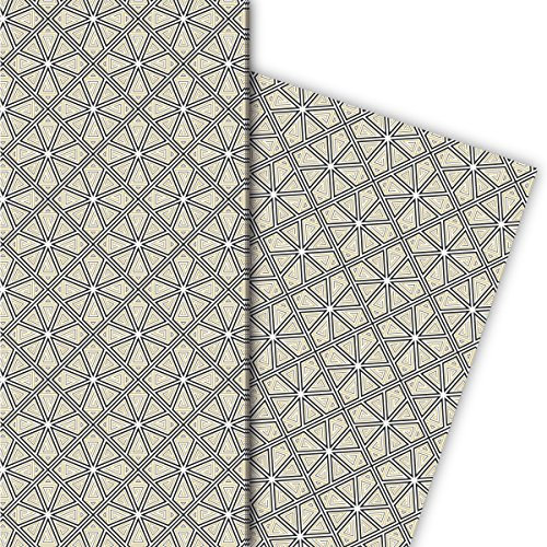 Kartenkaufrausch Edles Jugendstil Geschenkpapier Set mit grafischem Blüten Mosaik für hübsche Geschenkverpackung, Designpapier, scrapbooking, 4 Bogen, 32 x 48cm