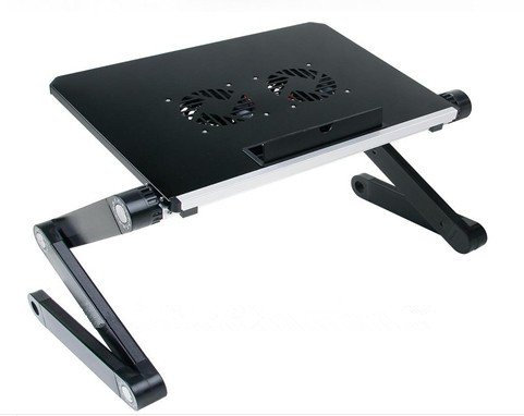 Kereith Table portative ergonomique très légère et ventilée en aluminium avec support réglable pour ordinateur portable/Notebook/MacBook équipé de ventilateurs pour processeurs,