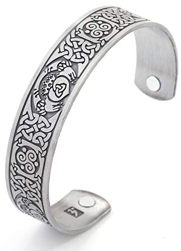 My Shape Keltischer Knoten Claddagh-Armband Magnettherapie Gesundheit Armreif Geschenk Schmuck für Damen/Herren - Silberfarben Antik-Optik