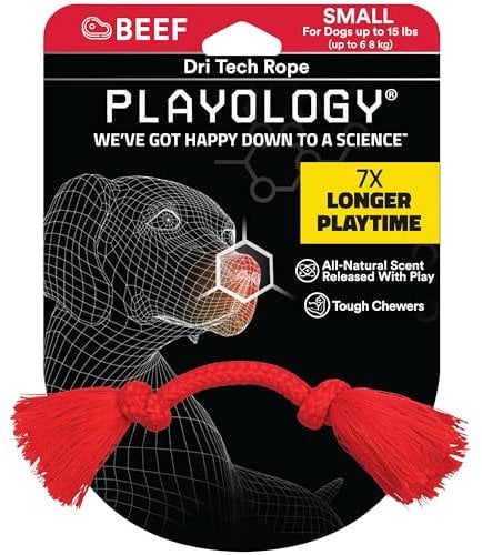 Playology Jouet pour Chiens Jouet en Corde Dri-Tech pour tir à la Corde | pour Les Chiens destructeurs | Petit Jouet parfumé au bœuf