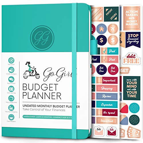 GoGirl Budget Planner – Monthly Financial Planner Organizer Budget Book. Expense Tracker Notebook Journal to Control Your Money. Undated – Start Any Time, 13.5x19cm, Lasts 1 Year – Turquoise