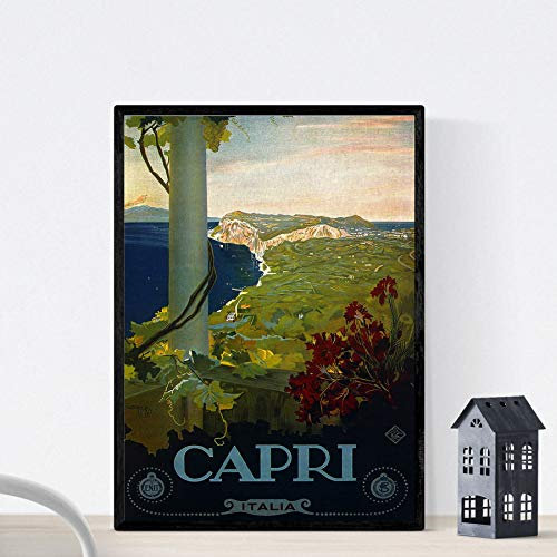 Nacnic Vintage Poster Weinleseplakat von Frankreich und Italien. Reisen nach Capri. A3 Größe