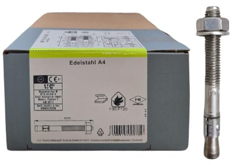 Bolzenanker Edelstahl A4 V4A mit ETA Zulassung Industriequalität Schwerlastanker Ankerschraube Keilanker Stahlanker Dübel Blitzdübel Anker Schwerlastdübel (5, M10 x 145)