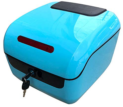 JKGHK Rechteckige Topcase Motorrad, Universal Kofferraum Heckbox Helmkoffer, Mit Universellen Montageteilen, Mit Nachtwarnlicht Und Weicher Rückenlehne, Für Roller/Motorrad/Fahrrad