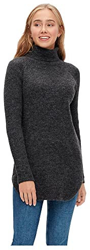 PIECES PCELLEN LS Long Knit Noos BC Sweater, Gris foncé mélangé, XS Femme