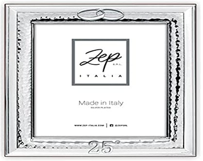 zep srl Cornice PAVIA da Tavolo NOZZE D'ARGENTO in Silver Plated per foto 15x20 Verticale, Placcata Argento Made in Italy