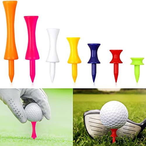 Golf Tees Plastic, 70 Pcs Mixed Sizes Castle Golf Tees, Durable Winter Golf Tees Small Castle Tees in Multiple Colors(25mm, 32mm, 39mm, 45mm, 51mm, 59mm, 70mm)