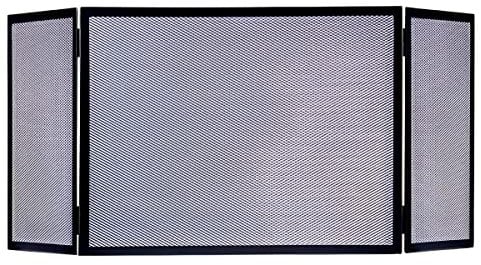 PEGANE Grille de Protection pour cheminée, Grille Pare-feu en Fer forgé Coloris Noir - Hauteur 80 x Longueur 60 x Largeur 30 cm