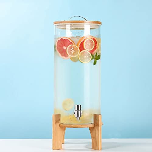 DBMGB Dispensador de Bebidas Frias y Calientes - Jarra Agua Cristal Garrafa de Agua con Grifo Anti-Obstrucción y Soporte - Tapa Hermética - Vidrio de Resistencia de Alta Temperatura, 5L/7.5L/10L