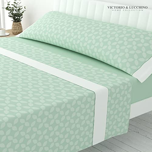 Victorio & Lucchino Juego de Sábanas Estampadas de Verano Algodón/Poliéster (Cama 90cm (1 Almohada), Maria - Aqua)