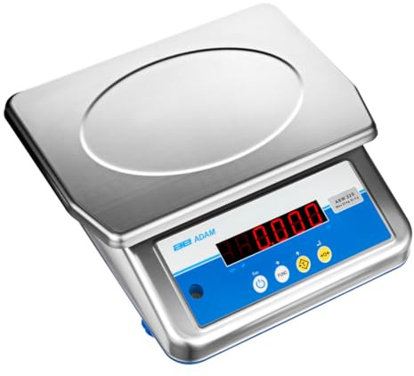 Aqua ABW 32S Stainless Steel Waterproof Washdown Scales, Ideal for Kitchens, Food Prep, and Industrial Use, High Precision, Easy Clean, Durable Design, UK Plug, 15kg Capacity, LCD Display