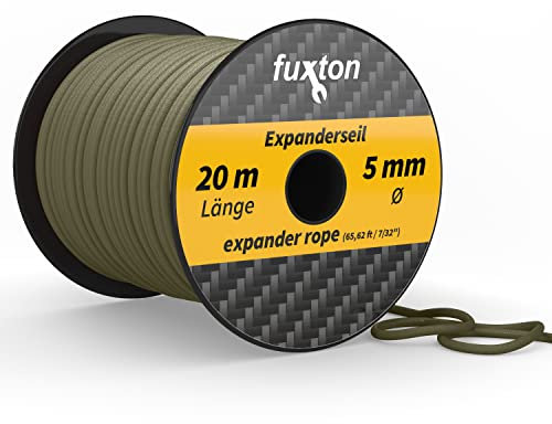 fuxton Gummiseil 5 mm 20 m Olive, elastisch (Expanderseil, Gummiband, Gummischnur, Gummileine, Gummikordel, Planenseil, Spannseil, Seil Plane)