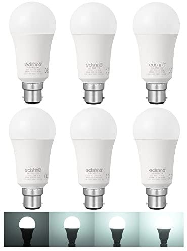 EDISHINE 6 Pack Dimmable Bayonet Light Bulb, B22 LED Cool White 6500K, 14W LED Bulb,100W Incandescent Equivalent, BC GLS A60 Energy Saving Bulb for Wall lamp, Ceiling Light, Chandelier