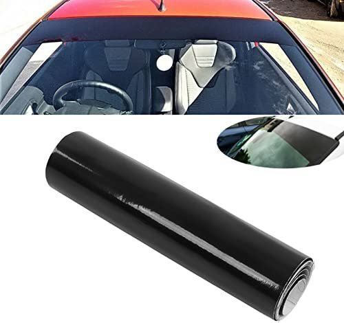 Adesivo per Parabrezza, Striscia Parasole Universale in Pvc 140x20cm, Rotolo di Nastro Nero Lucido per Automobili, Auto e Furgoni