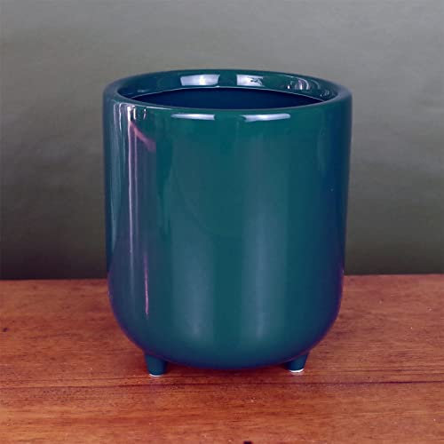 Leaf Pot de Fleurs d'intérieur en céramique Vert Bleu 15 cm