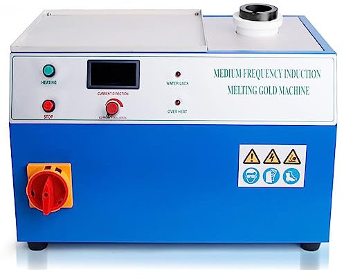 Máquina de fusión de oro comercial de 2 kg, horno de fusión de oro por inducción de frecuencia media, fusión rápida de 5 minutos, con crisoles de grafito y pinzas de crisol, para metal oro plata