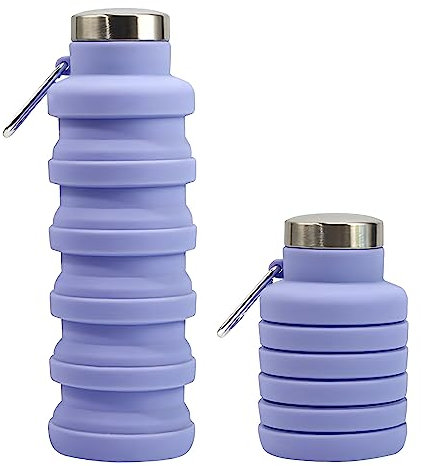 Bouteille d'eau pliable en silicone sans BPA pour voyage, gym, randonnée, camping, cyclisme, yoga, 500 ml
