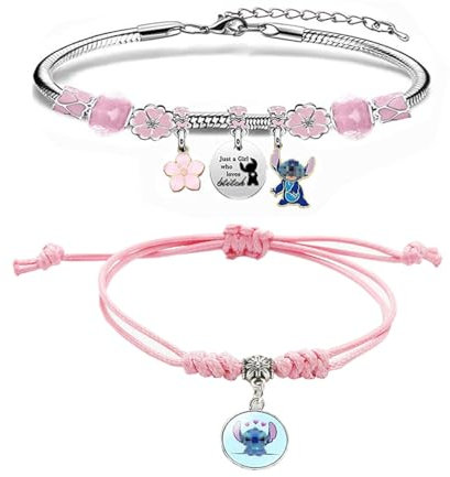 Guidre 2 Stücke Anime Verstellbares Armband Cartoon Bettelarmband, Verstellbares Bettelarmband Blau Cartoon Armband für Mädchen Geburtstags und Weihnachtsgeschenke