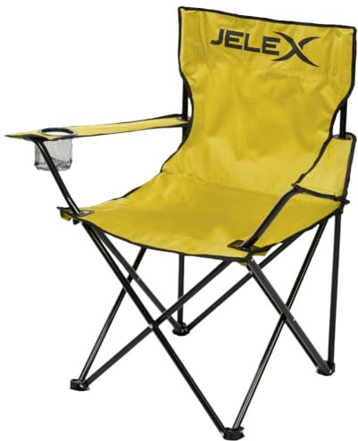 JELEX Expedition Campingstuhl, Sitzfläche: 50 x 40 cm, Sitzhöhe: ca. 41 cm, schmutz- und Wasserabweisende Oberfläche, einfacher Klappmechanismus (Gelb)