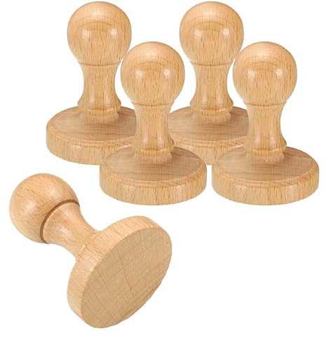 PATIKIL 45mm Maniglia Tonda In Legno, 5pz Pomelli In Legno Supporti per Timbri Tiri Cassetti Creazione Timbri Fai Da Te Scrapbooking, Marrone