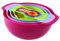 TopHomer Plastic Nesting Bowls, Colorful Kitchen Mixing Bowl with 1 Filter Bowl, 1 Measure Cup, 1 Sieve and Small Spoons for Food Preparation (10 Pieces)