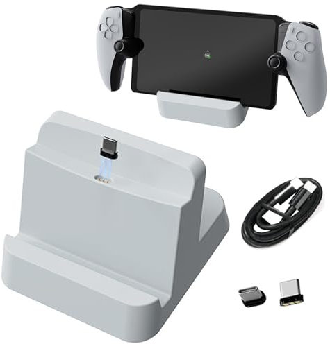 Buziba PS5 Fast Charging Dock Portable Charging Stand with Type C Port for Playstation Portal Game Console (White)