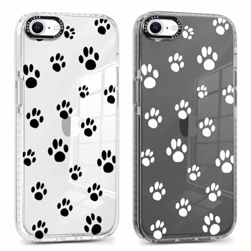 Foonary 2 Pack Clear Print Phone Case Compatible with iPhone 8/SE 2022/7/SE 2020 4.7, Slim Soft Silicone with Cute Dog Design Aesthetics Transparent Pattern Cases, Shockproof Bumper Protector Cover