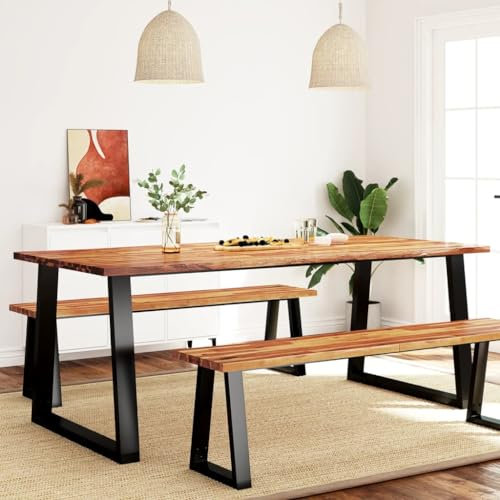 ZEYUAN Esstisch Baumkante 200x90x75 cm Massivholz Akazie, Esszimmertisch, Baumkantentisch, Dining Tables, Esszimmermöbel, Küchentisch - 353292