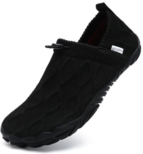 IceUnicorn Barfuss Schuhe Damen Barfußschuhe Herren Breiter Zehenbox Traillaufschuhe Knit Minimalistische(07Schwarz,39EU)