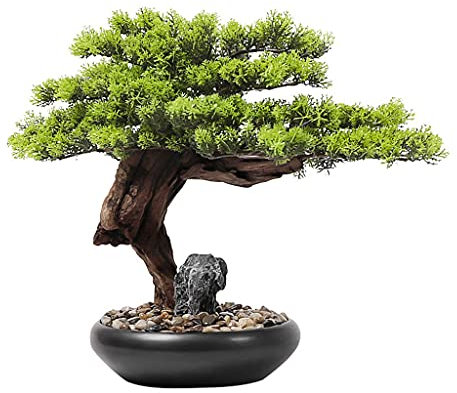 KOHARA Künstliche Pflanzen Künstliche Grünpflanzen Künstliche Willkommens-Kiefer-Bonsai Hotellobby Gefälschter Baum Weiche Dekoration Topfornamente Symbolisieren Reichtum Künstliche Zi