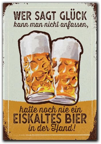 LANOLU Kühlschrankmagnete lustig- Bier Glück anfassen- Geschenke für Bierliebhaber- lustige Magnete mit Sprüchen und witzigen Motiven 8x5,5cm