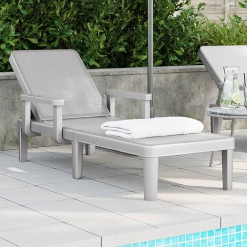 Homgoday Sonnenliege, 4 verstellbare Höhen, schwarz, 155,5 x 57 x 28 cm, IPP, Sonnenliegen, Liegestühle für den Garten, Modell 4008103
