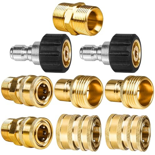 WOJET Pressure Washer Quick Connect Kit - M22-14mm to 3/8” Universal Quick Connect Fittings for Jet Wash, 4500PSI/310bar High Pressure Coupling - Fast Release M/F Adapters for Power Washer, Hose & Gun