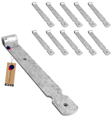 GeZu Impex Gate Hinge 700 mm Electroplated Set of 10 Heavy Duty Strap Hinges Hook Band