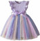 JiAmy Abiti da bambina a costine in maglia di tulle con paillettes primavera maniche volanti arcobaleno vestito per bambini per 1-6 anni, Viola, 5-6 Anni
